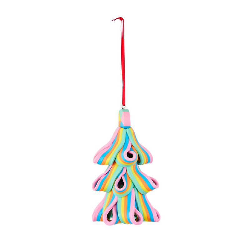 Wonderland Clay Christmas Tree Decoration Bright Lolly 3D Tree 10cm, , hi-res