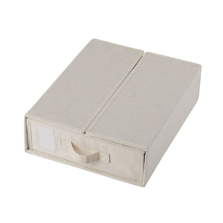 Living & Co Linen Look Box Medium Cream, , hi-res