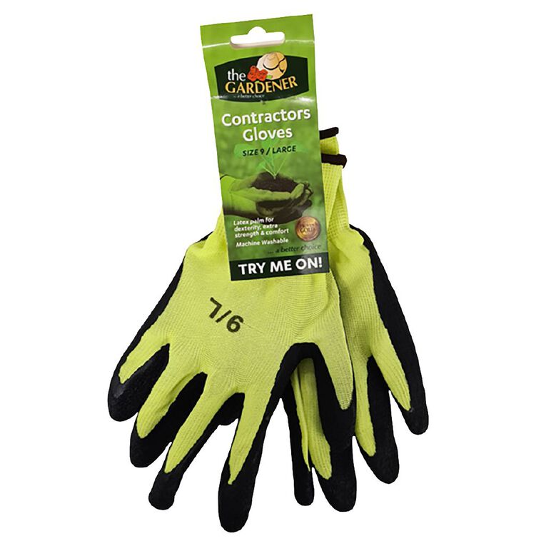 The Gardener Latex Contractor Gardening Gloves Assorted Large, , hi-res