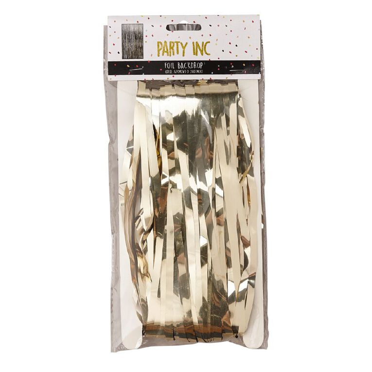 Party Inc Foil Backdrop 147cm width x 240 height Gold, , hi-res