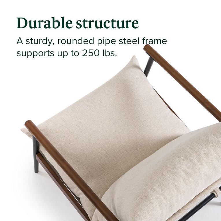 Zinus Wood Sling Chair Beige, , hi-res