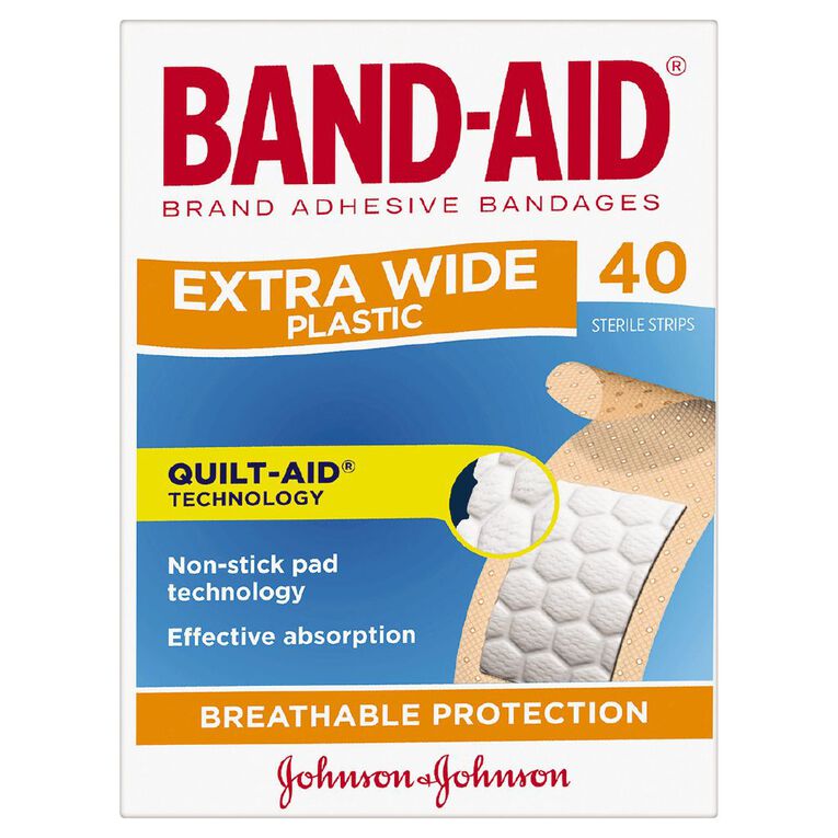 Band Aid Extra Wide Plastic Strips 40 Pack, , hi-res