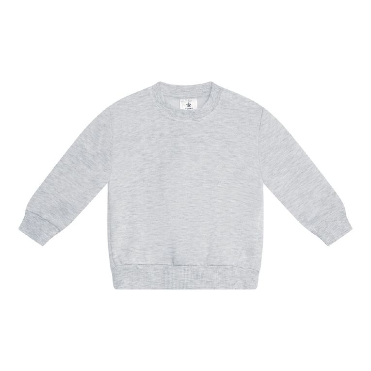 Young Original Babies' Plain Crew Sweatshirt, Grey Light, hi-res