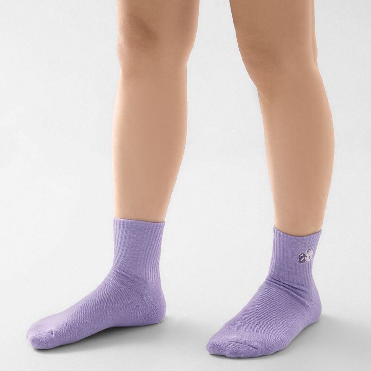 H&H Women's Embroidered Half Crew Socks 3 Pack, Purple Mid, hi-res