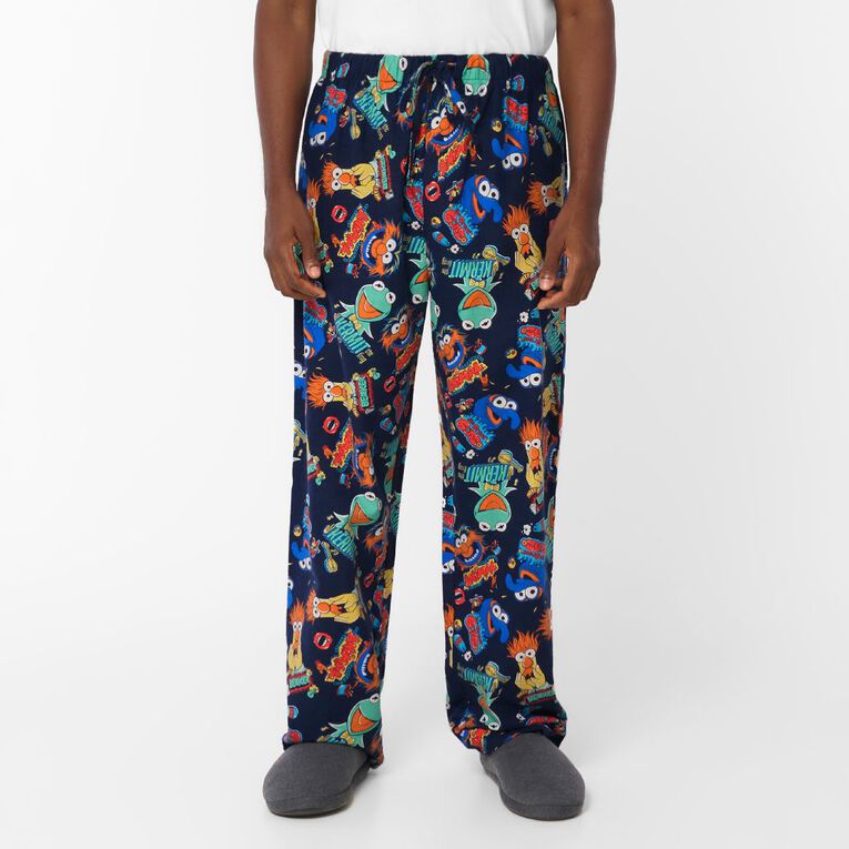 Muppets Men's Flannelette Pyjama Pants, Blue Dark, hi-res