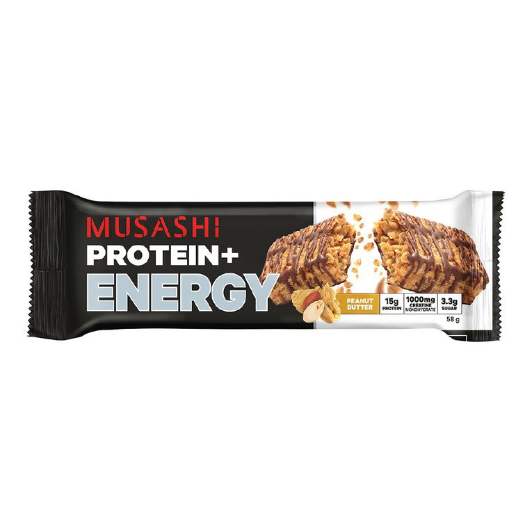 Musashi Protein+ Energy Bar Peanut Butter 58g, , hi-res