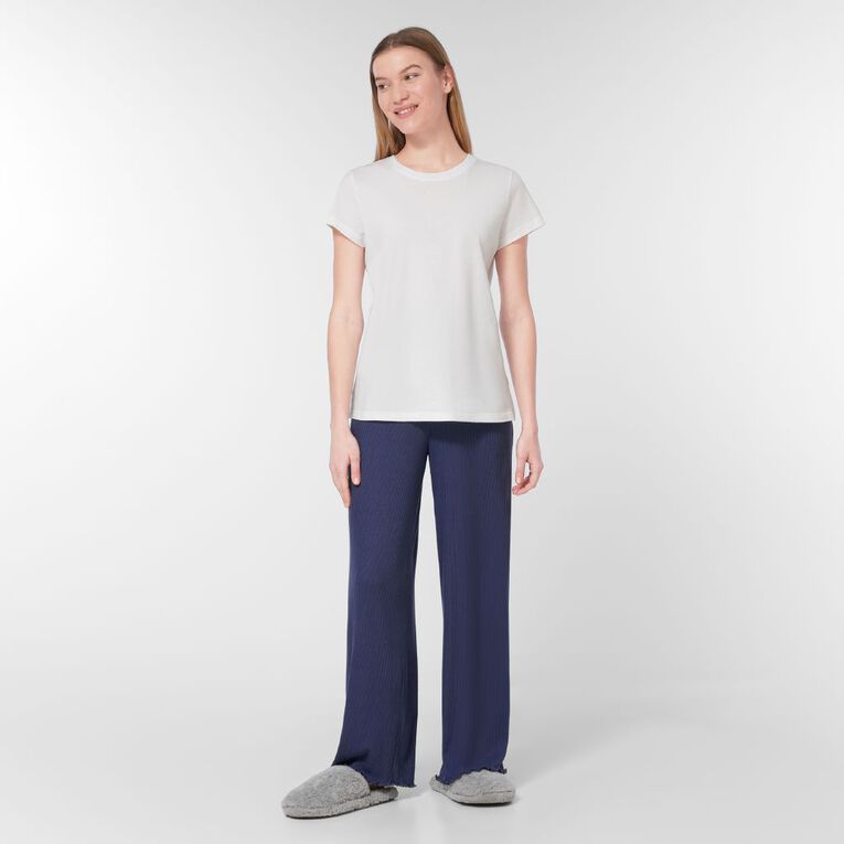 H&H Women's Soft Touch Wideleg Pyjama Pants, Blue Dark, hi-res
