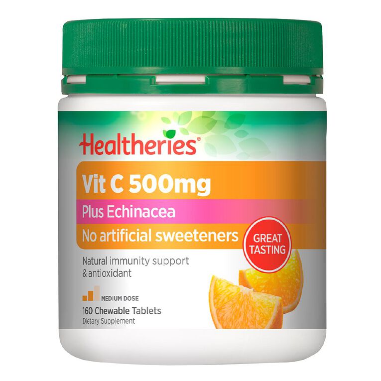 Healtheries Vit C 500mg Plus Echinacea 160s, , hi-res