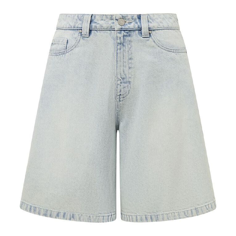 H&H Women's Wide Leg Denim Jort Shorts, Denim Light, hi-res