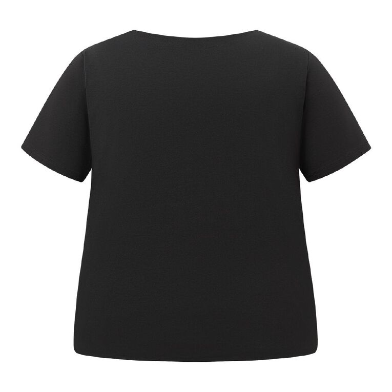 H&H Plus Plus Women's Short Sleeve V Neck Contour Tee, Black, hi-res