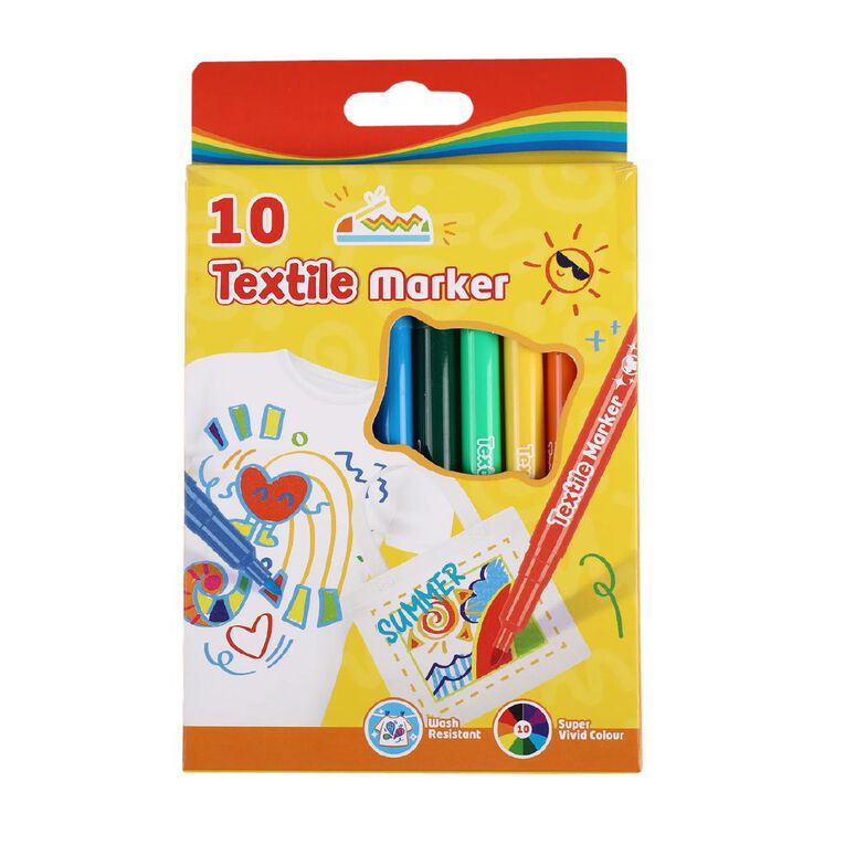 Textile Markers 10 Colours, , hi-res