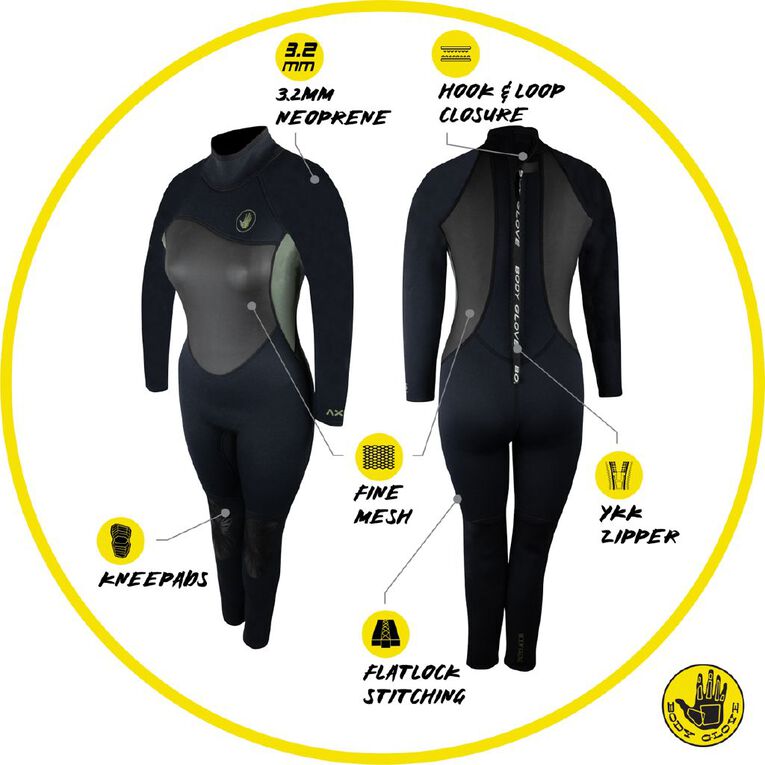 Body Glove Women's Full Wetsuit Black Size 12, Black, hi-res
