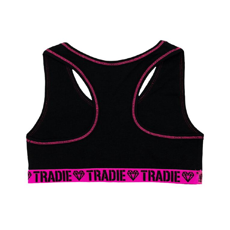 Tradie Girls' Crop 2 Pack, Black, hi-res