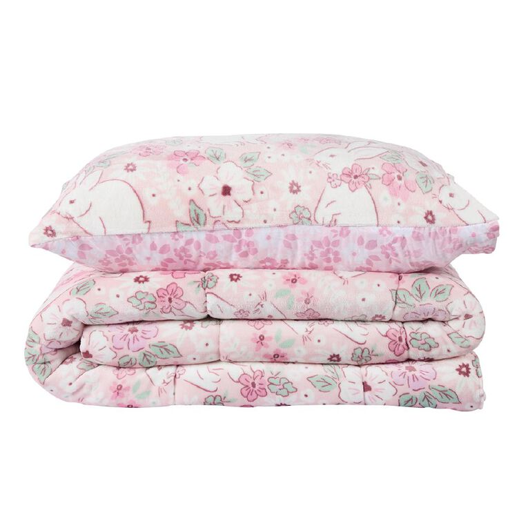 Living & Co Kids Bunny Comforter Set Pink King Single, , hi-res