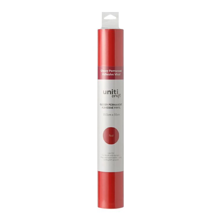 Uniti Craft Glossy Permanent Vinyl 30.5cm x 50cm Red, , hi-res