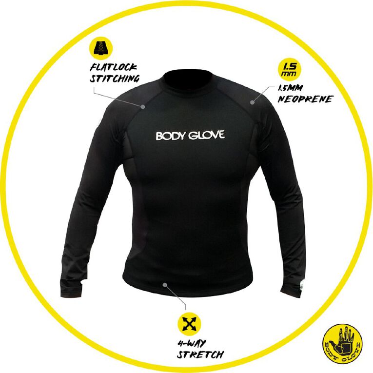 Body Glove Maddox Long Sleeve Surf Shirt Black Medium, Black, hi-res