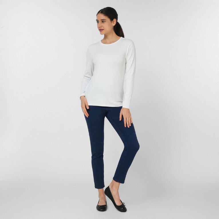 H&H Women's Slim Waistband Jeggings, Denim Dark, hi-res