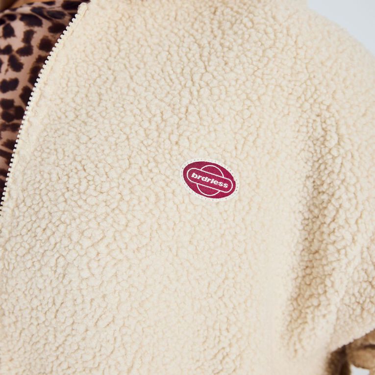 BRDRLESS Cleo ZIp-Thru Long Sleeve Teddy Fleece, Cream, hi-res