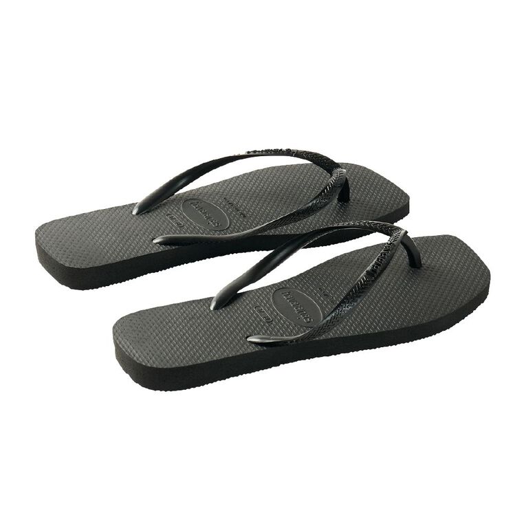 Havaianas Slim Square Jandals, Black, hi-res