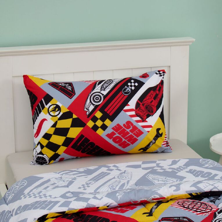 Hot Wheels Comforter Set 2 Piece Multi-Coloured Single, , hi-res
