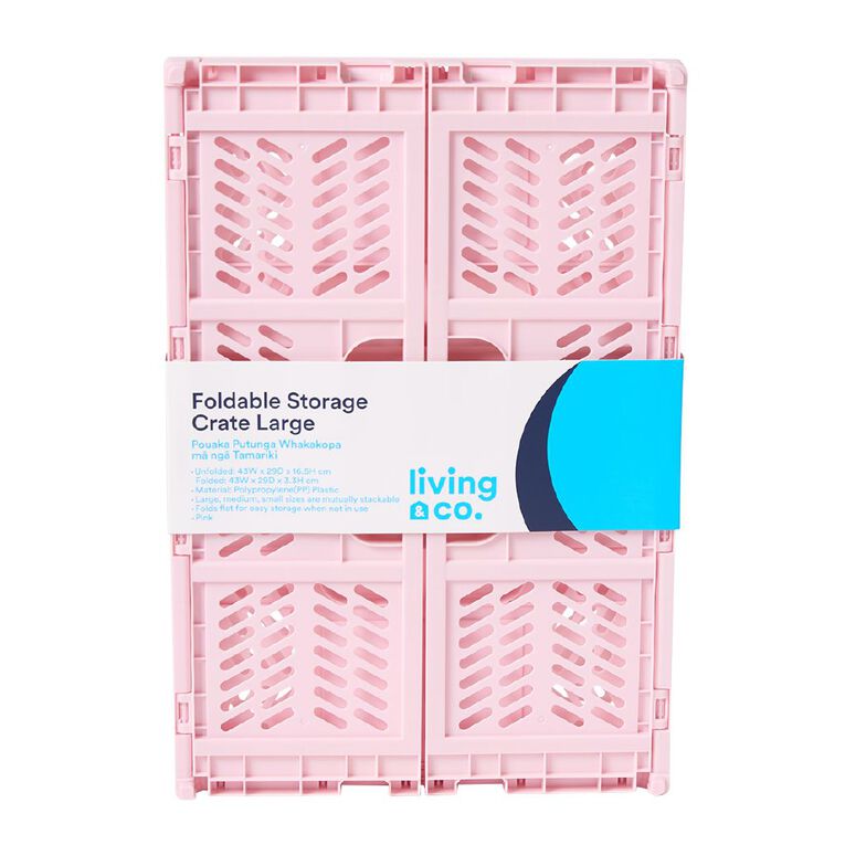 Living & Co Large Foldable Storage Crate Pink, , hi-res