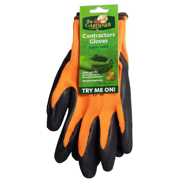 The Gardener Latex Contractor Gardening Gloves Assorted Large, , hi-res