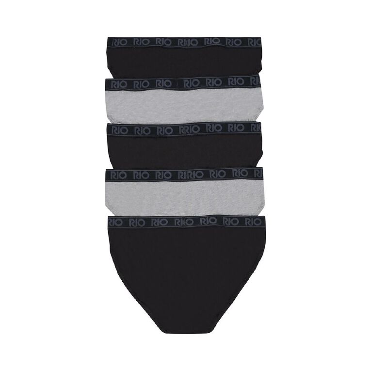Rio Men's Briefs 5 Pack, Black/Grey, hi-res