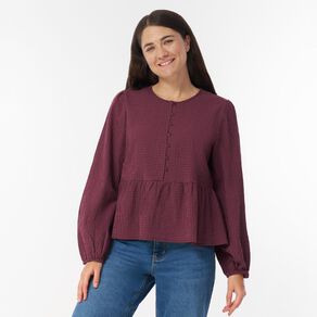 H&H Women's Long Sleeve Button Through Blouse
