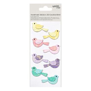 Uniti Craft Adults 3D Embellishments Crackled Bird 8Pc Little Birdie