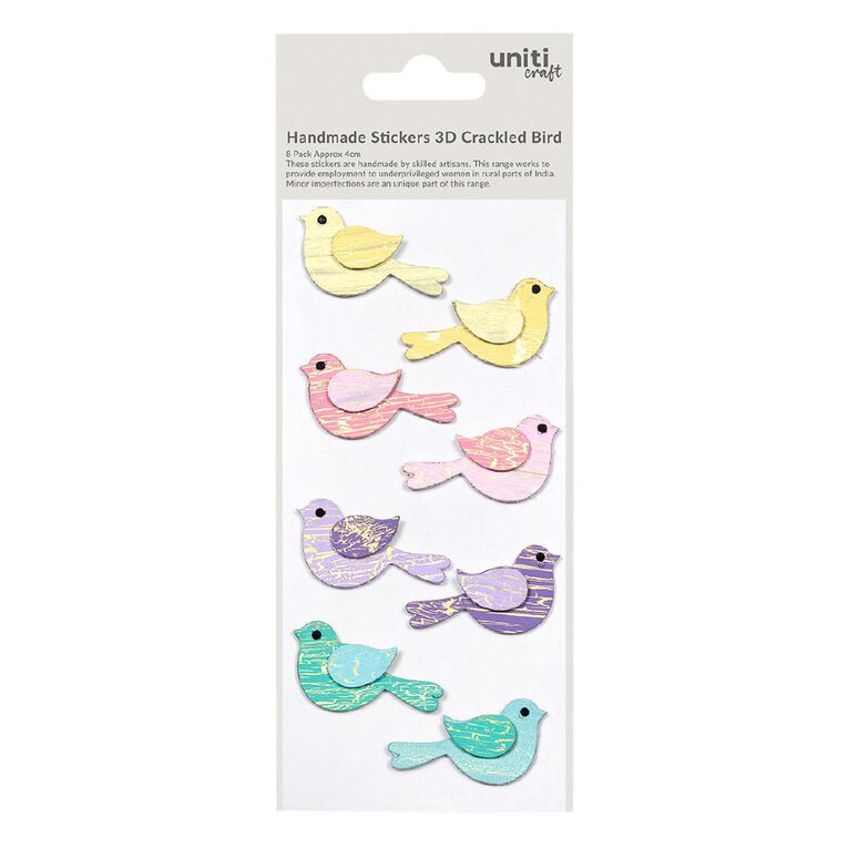 Uniti Craft Adults 3D Embellishments Crackled Bird 8Pc Little Birdie, , hi-res