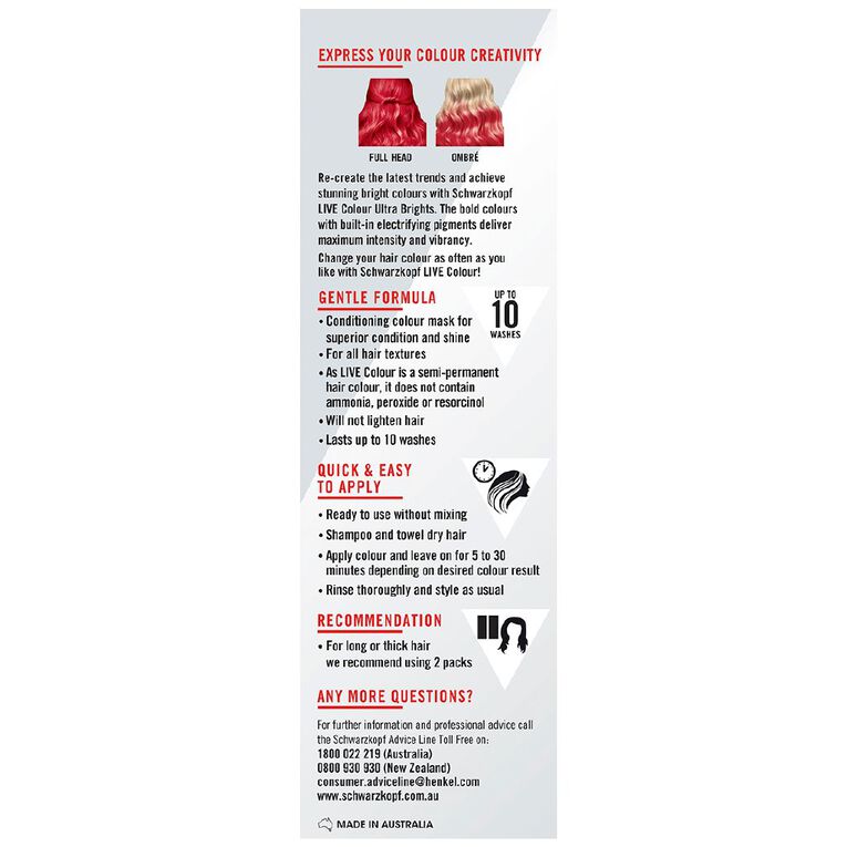 Schwarzkopf UBs LIVE Colour Pillar Box Red 75ml, , hi-res
