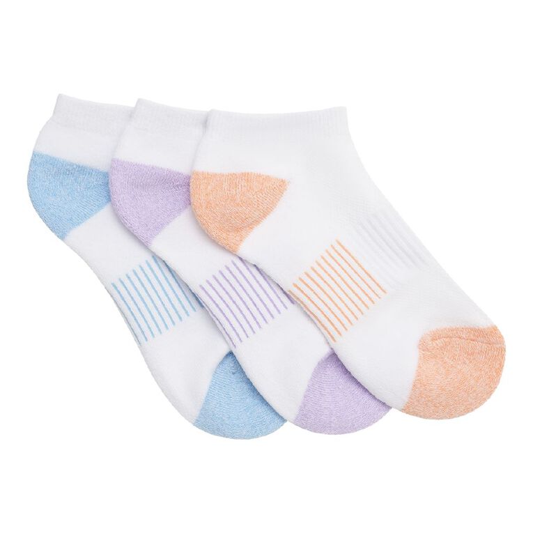 Active Intent Girls' Cushioned Low Cut Socks 3 Pack, White, hi-res