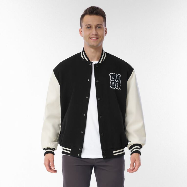 Garage Men's Varsity Jacket, Black/White, hi-res