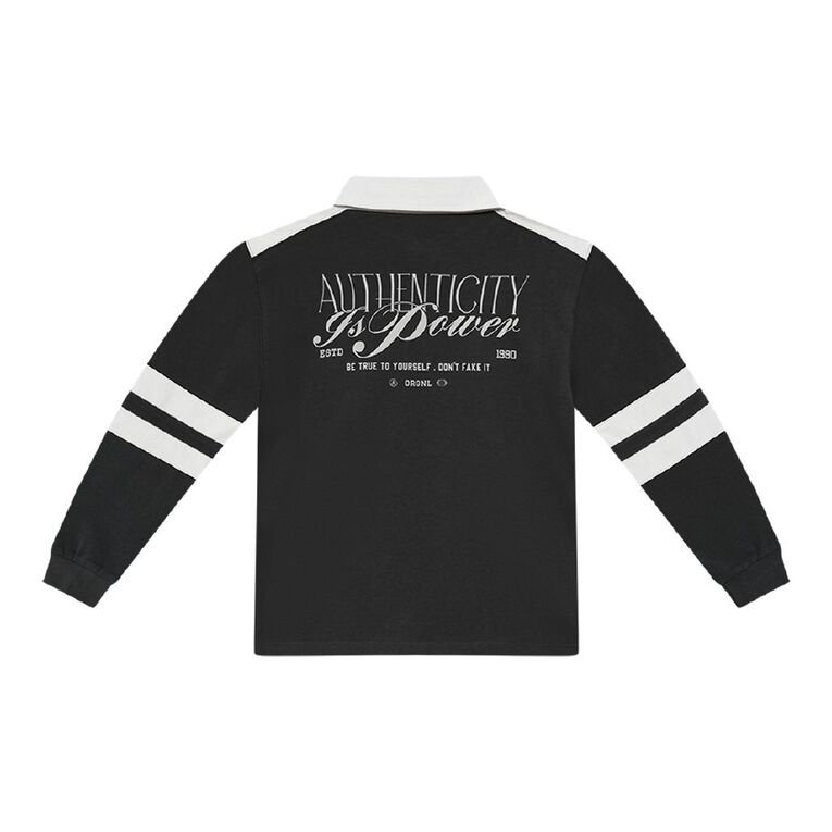 Young Original Long Sleeve Rugby Polo, Grey Dark, hi-res
