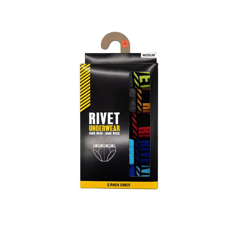 Rivet Men's Briefs 5 Pack, Blue/Grey, hi-res