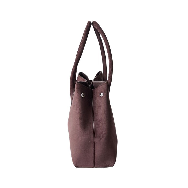 H&H Women's Faux Suede Tote Bag, Brown Dark, hi-res