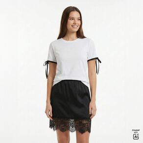 H&H Women's Event Satin Mini Skirt With Lace