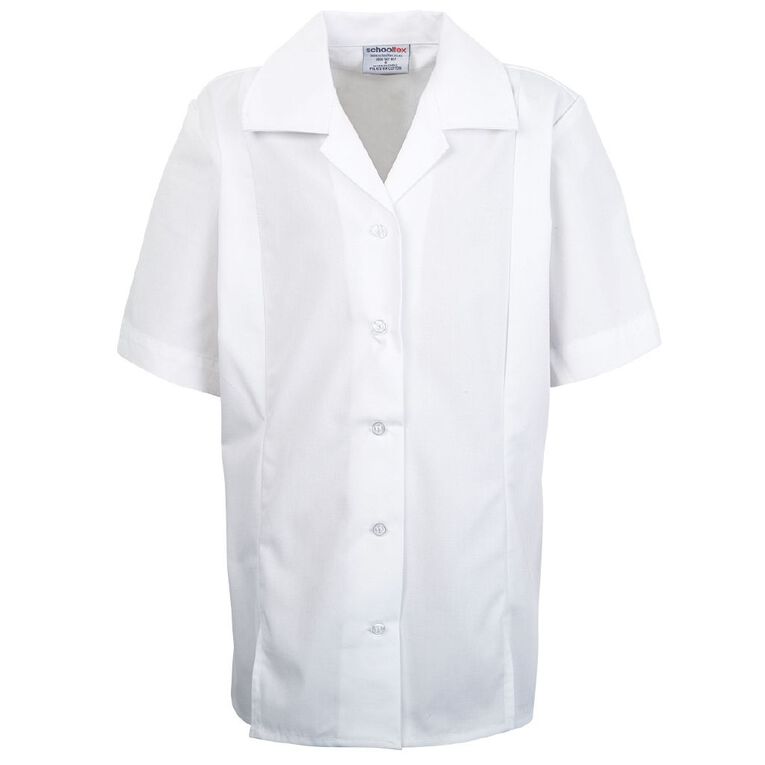 Schooltex Blouse Short Sleeve with Split Hem, White, hi-res