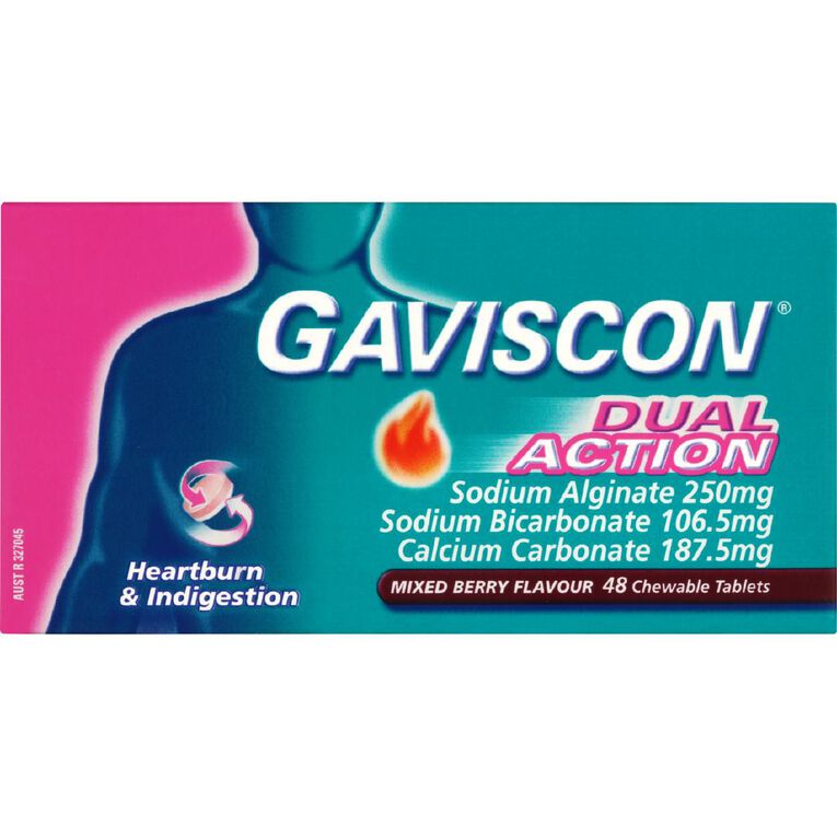 Gaviscon Dual Action Indigestion Heartburn Tablets Mixed Berry 48 Pack, , hi-res