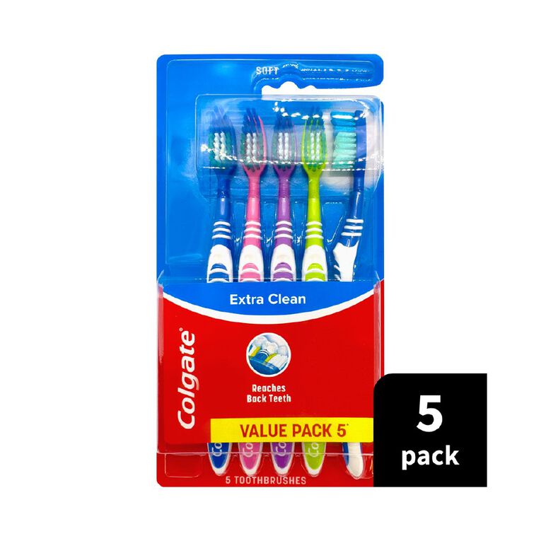 Colgate Extra Clean Manual Toothbrush 5 Pack, , hi-res
