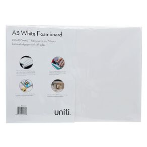 Uniti Foamboard 5mm A3 5 Pack White