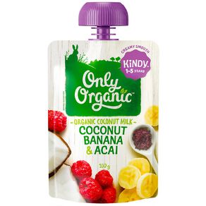 Only Organic Coconut Banana & Acai Smoothie Pouch 100g