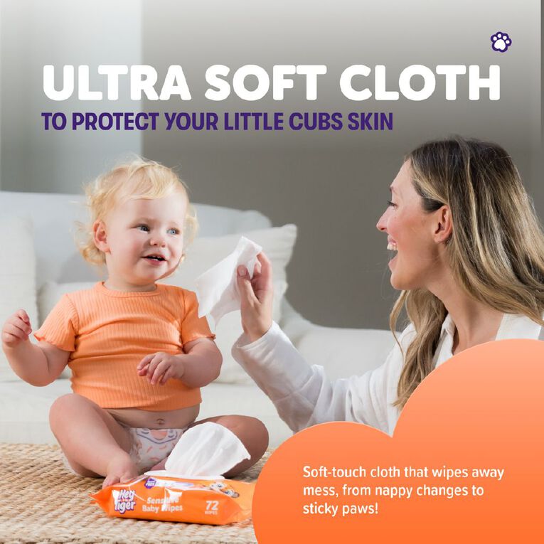 Hey Tiger Sensitive Wipes 216 Pack, , hi-res