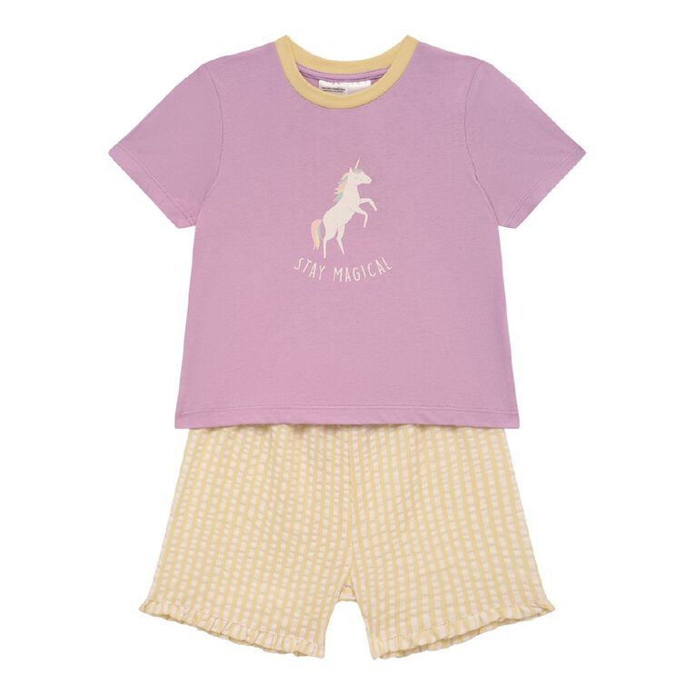H&H Girls' Knit and Seersucker Pyjama Set, Purple Light, hi-res