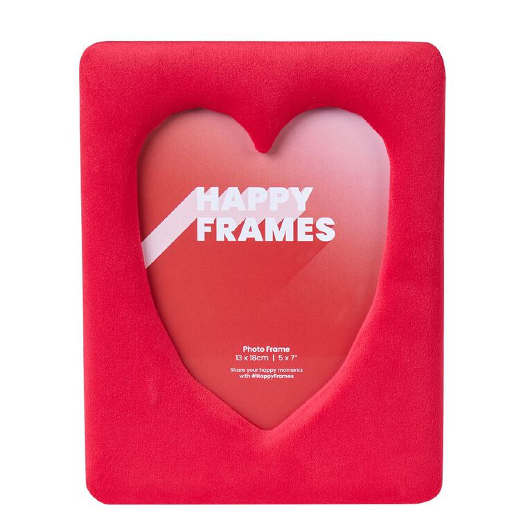 Happy Frames Velvet Photo Frame with Heart Cut Out 13cm x 18cm Red, , hi-res