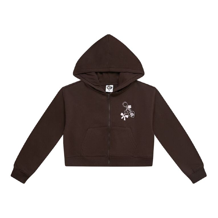 Young Original Boxy Zip Thru Hoodie, Brown Dark, hi-res