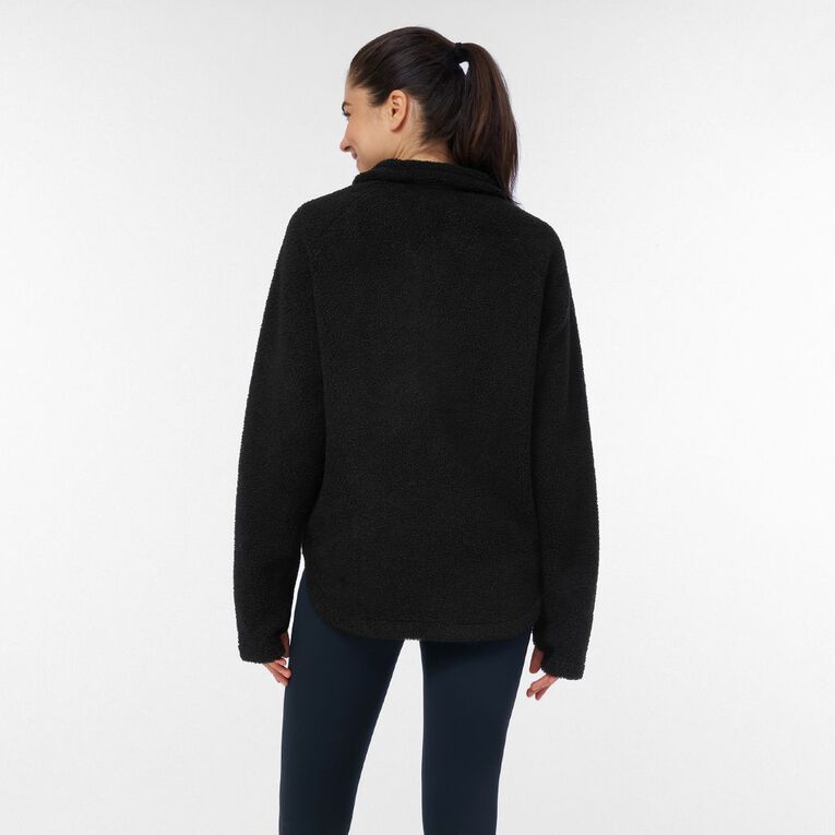 Active Intent Women's 1/4 Zip Active Sherpa Sweatshirt, Black, hi-res