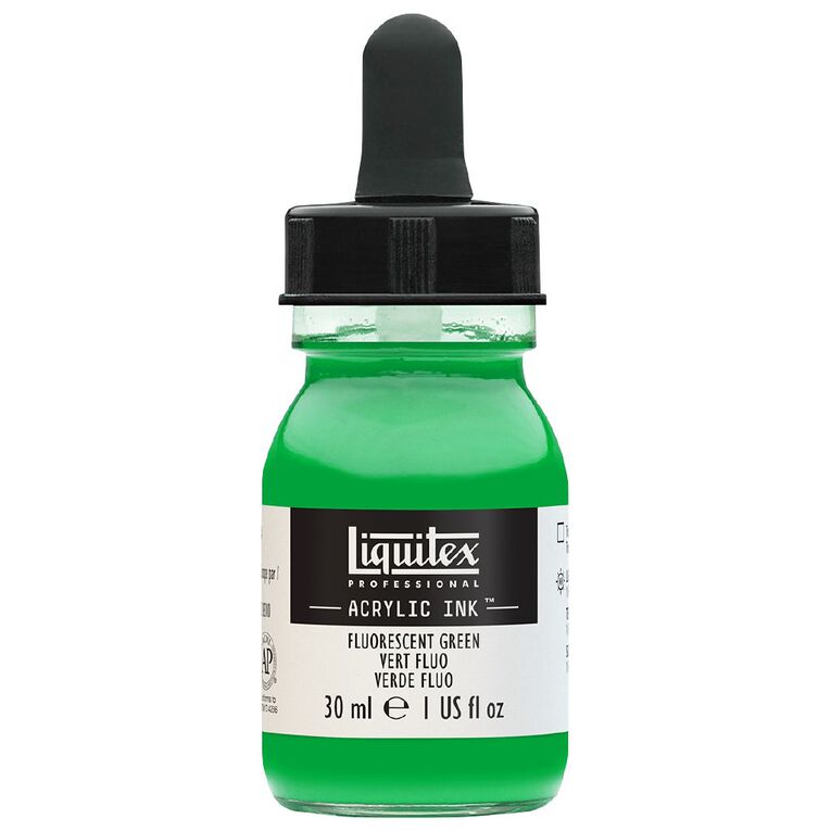 Liquitex Acrylic Ink Fluorescent Green 30ml, , hi-res