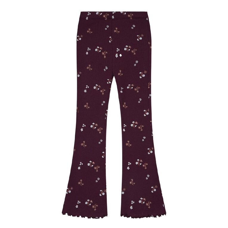 Young Original Printed Rib Flare Leggings, Red Mid, hi-res