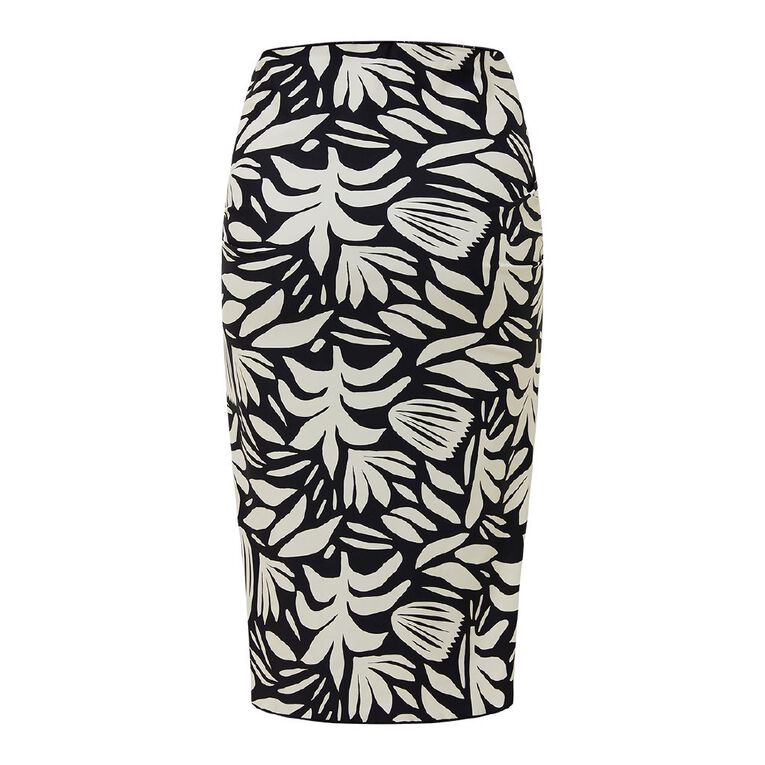 Active Intent Women's Knee Length Swim Sarong, Black/White, hi-res